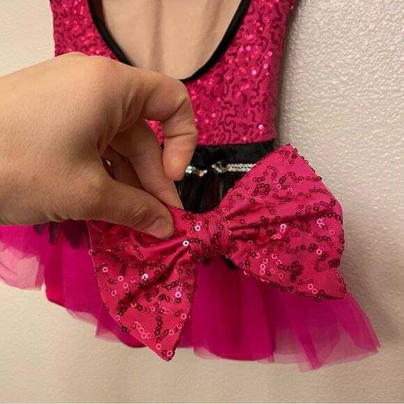 WEISSMAN Dance Costume hot pink sassy sequin tutu Glamorous 7955 Child LC - Picture 8 of 11